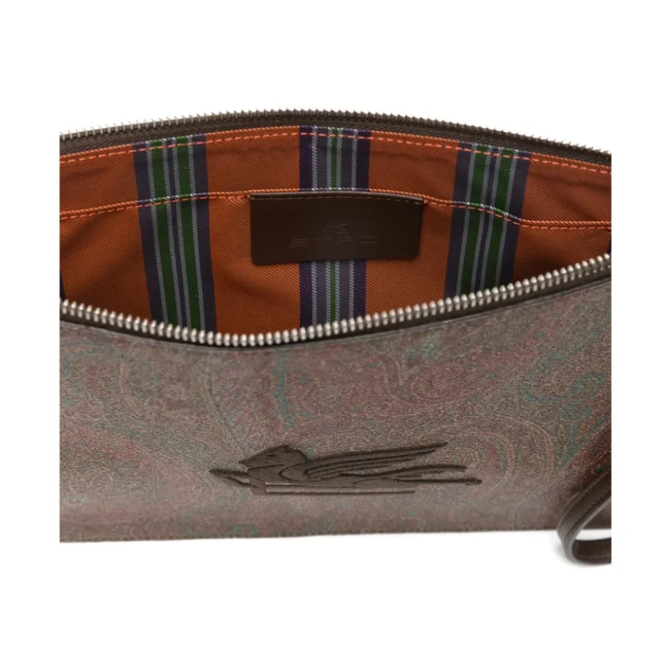 Clutch Bag con stampa Paisley e logo ricamato