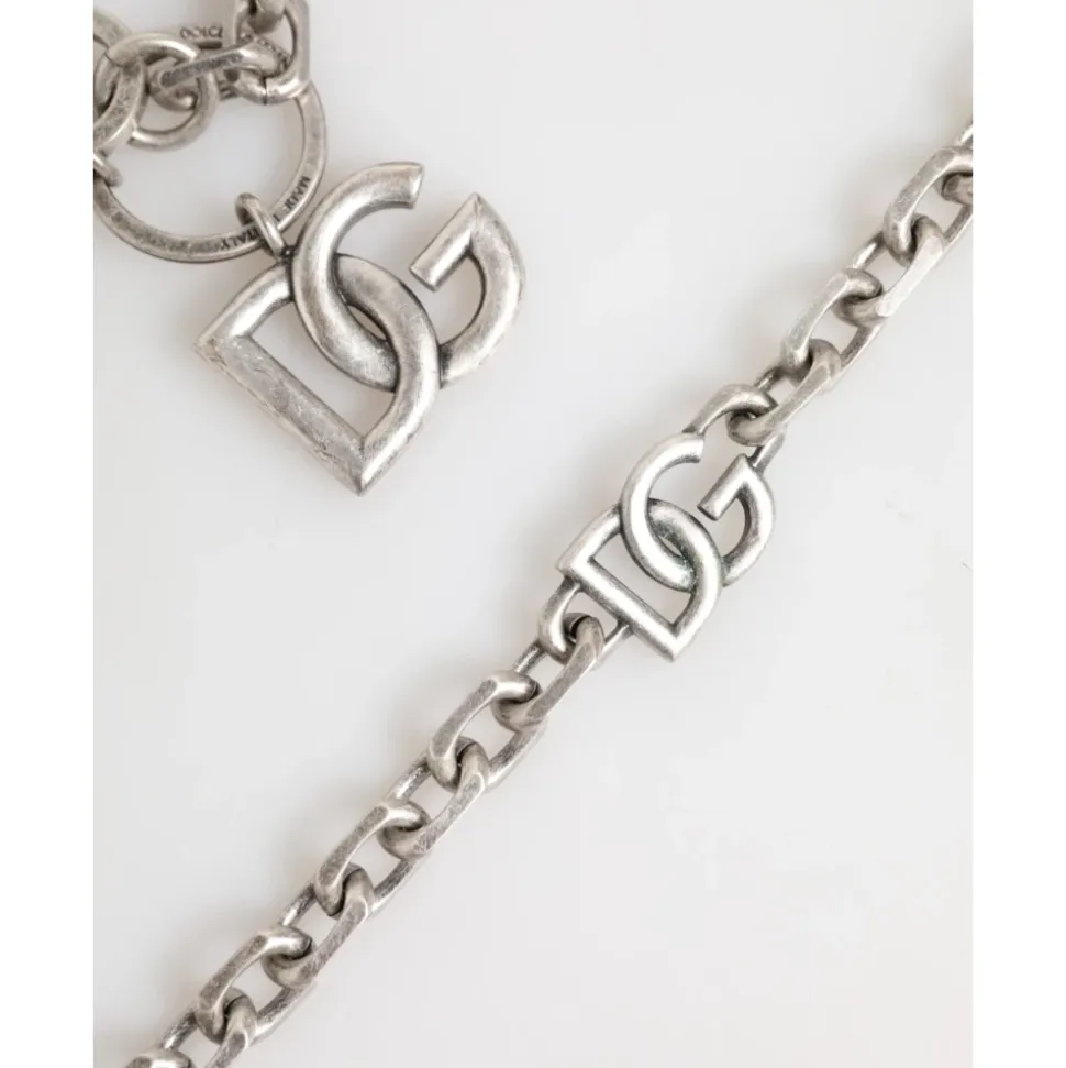 Collana a Catena con Logo DG in Tono Argento