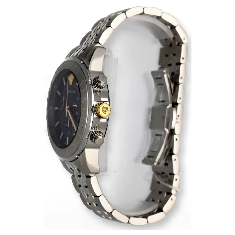 Cronografo Firma Acciaio Quadrante Nero Orologio