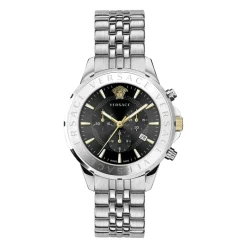 Cronografo Firma Acciaio Quadrante Nero Orologio