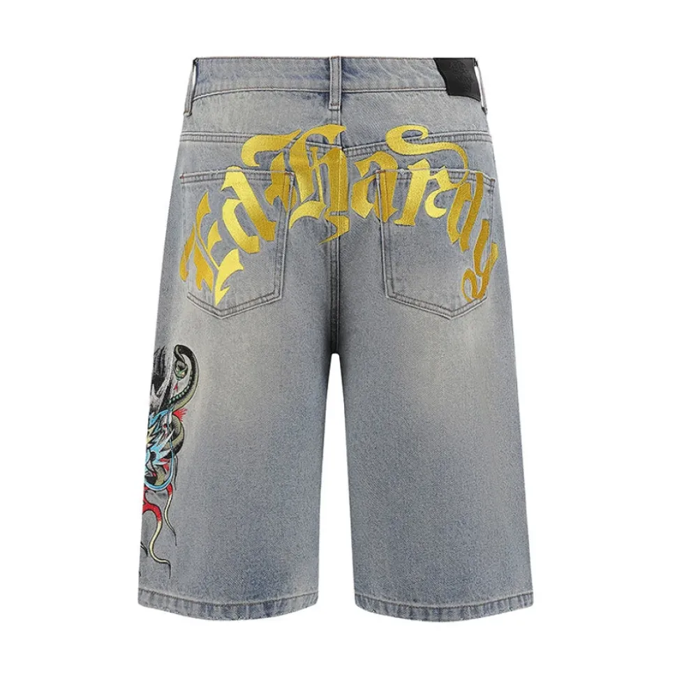 ED HARDY Pantaloncini Jorts Denim Skaters Shorts Medusa Drag Bleach