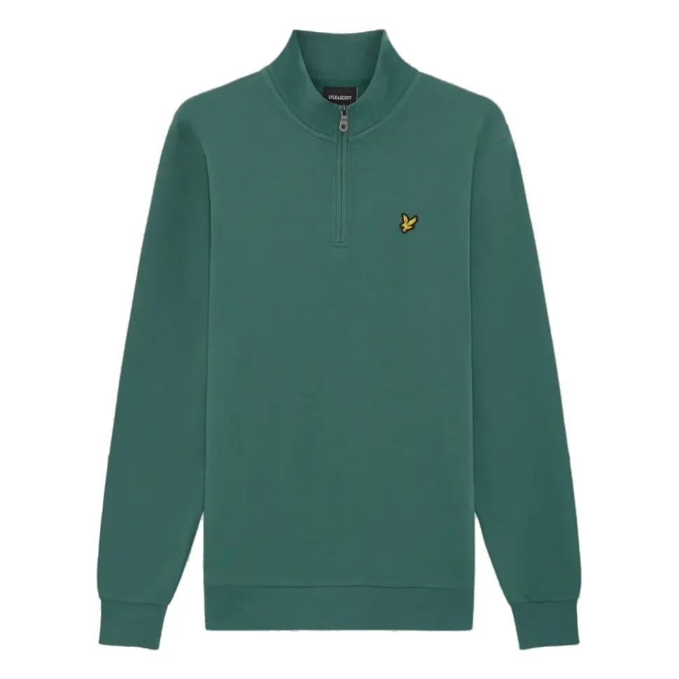 Felpa girocollo con zip corta in cotone Loopback