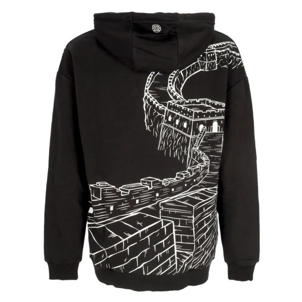 Felpa Cappuccio Chinese Wall Outline Nero/Bianco