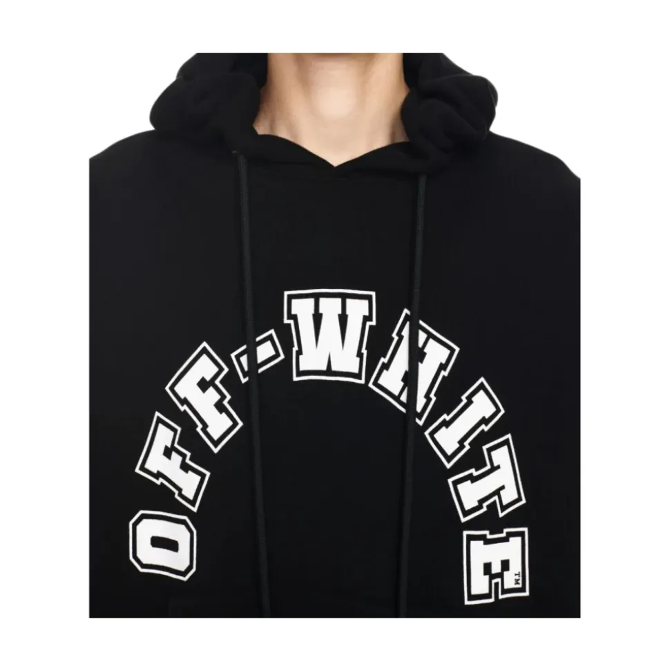 Felpa con Cappuccio in Cotone Nero Oversize