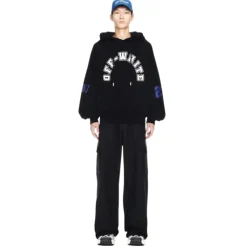 Felpa con Cappuccio in Cotone Nero Oversize