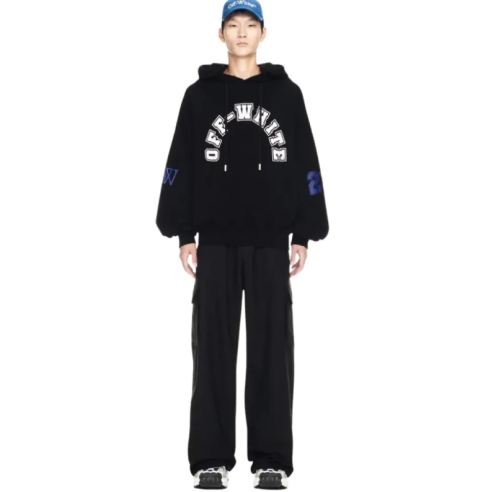Felpa con Cappuccio in Cotone Nero Oversize