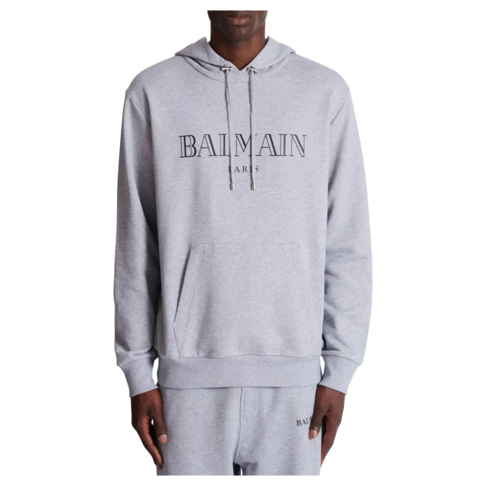 Felpa con cappuccio in cotone con logo stampato
