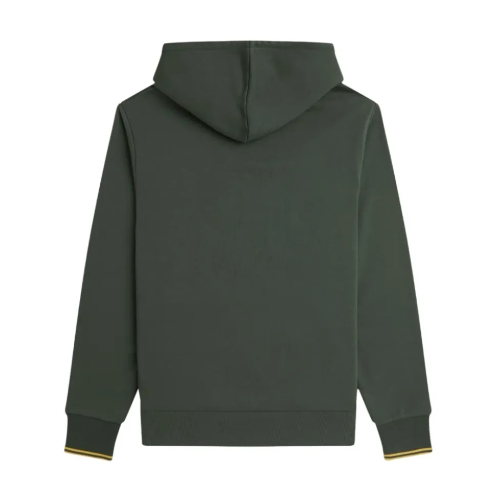 Felpa con Cappuccio Verde con Dettaglio a Doppia Striscia