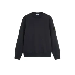 Felpa girocollo blu navy in pile di cotone