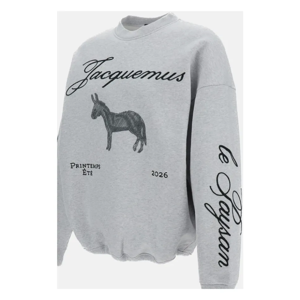 Felpa girocollo con ricamo all-over