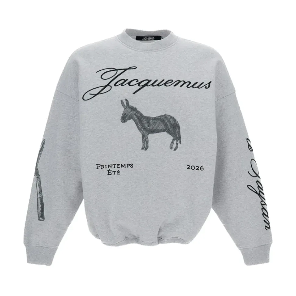 Felpa girocollo con ricamo all-over