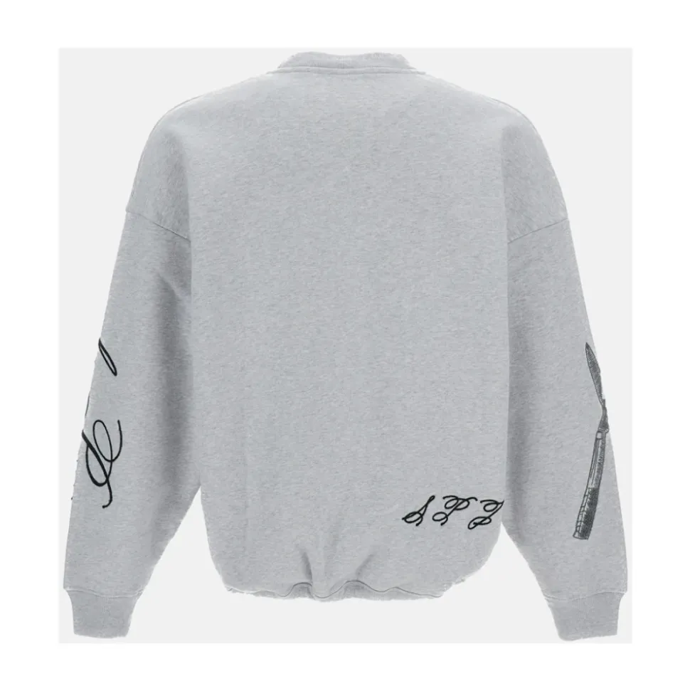 Felpa girocollo con ricamo all-over