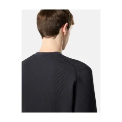 Felpa girocollo in waffle blu navy