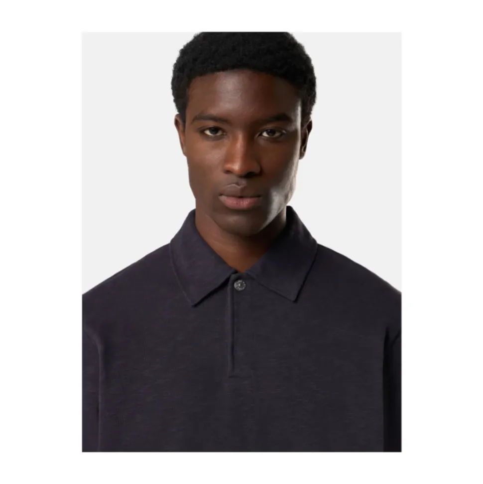Felpa Polo Blu in Cotone Pesante