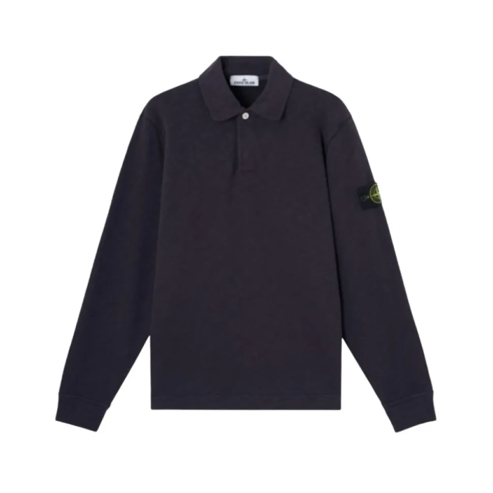 Felpa Polo Blu in Cotone Pesante