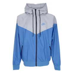 Giacca con Cappuccio Windrunner Sportiva Blu/Grigio