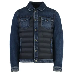 Giacca di jeans con inserti in nylon trapuntato