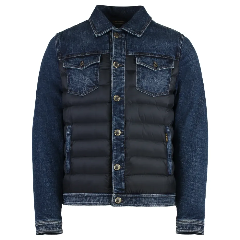 Giacca di jeans con inserti in nylon trapuntato