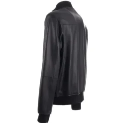 Giacca in pelle nera con chiusura lampo