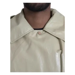 Giacca Trench Coat in Pelle Beige