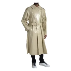 Giacca Trench Coat in Pelle Beige