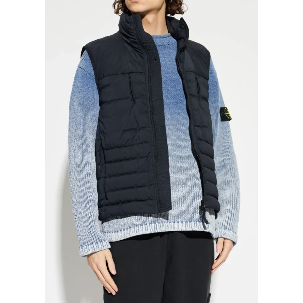 Gilet con Collo a Lupo Imbottito in Piuma