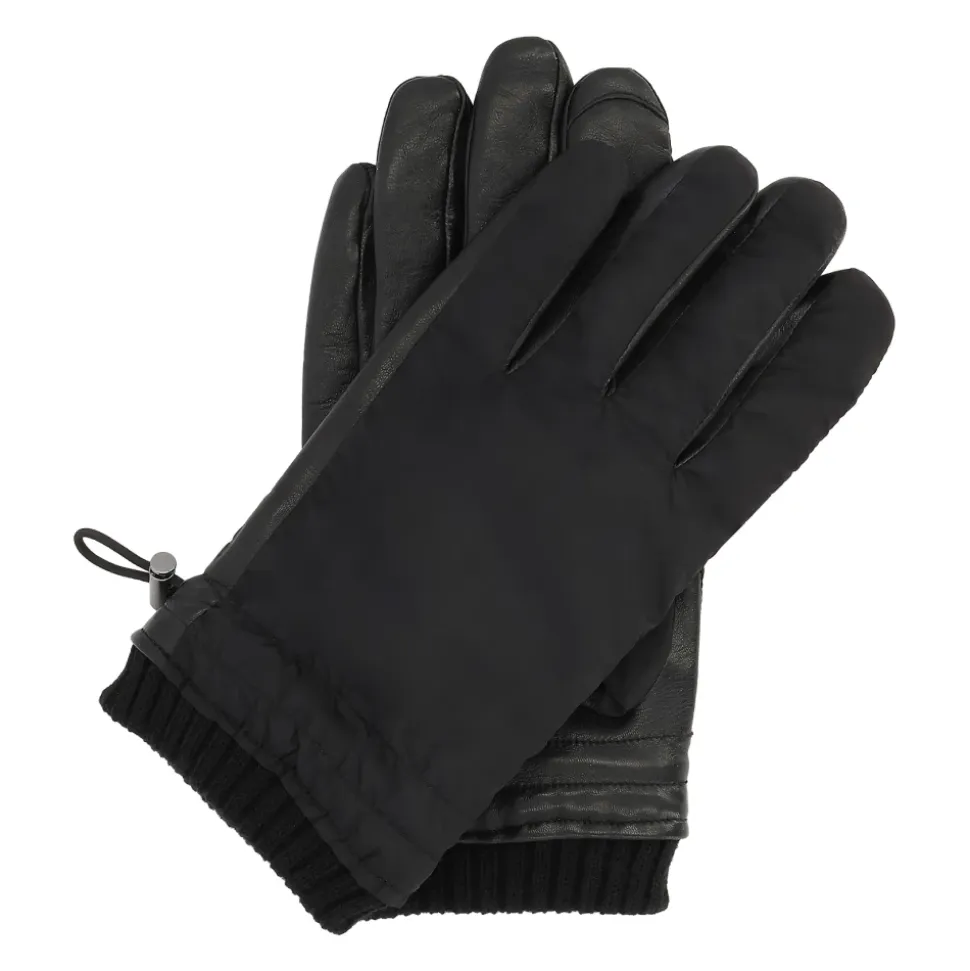 Guanti da uomo realizzati in materiali combinati con funzione touch screen