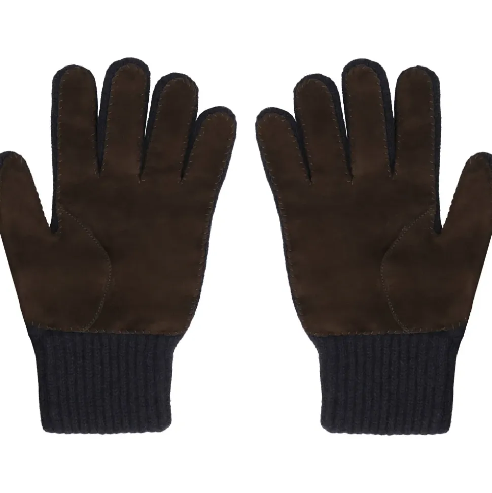Guanti in cashmere con inserto in camoscio