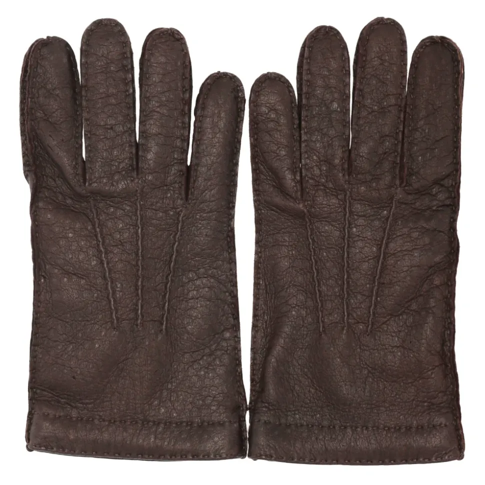 Guanti in Pecari Marrone con Fodera in Cashmere