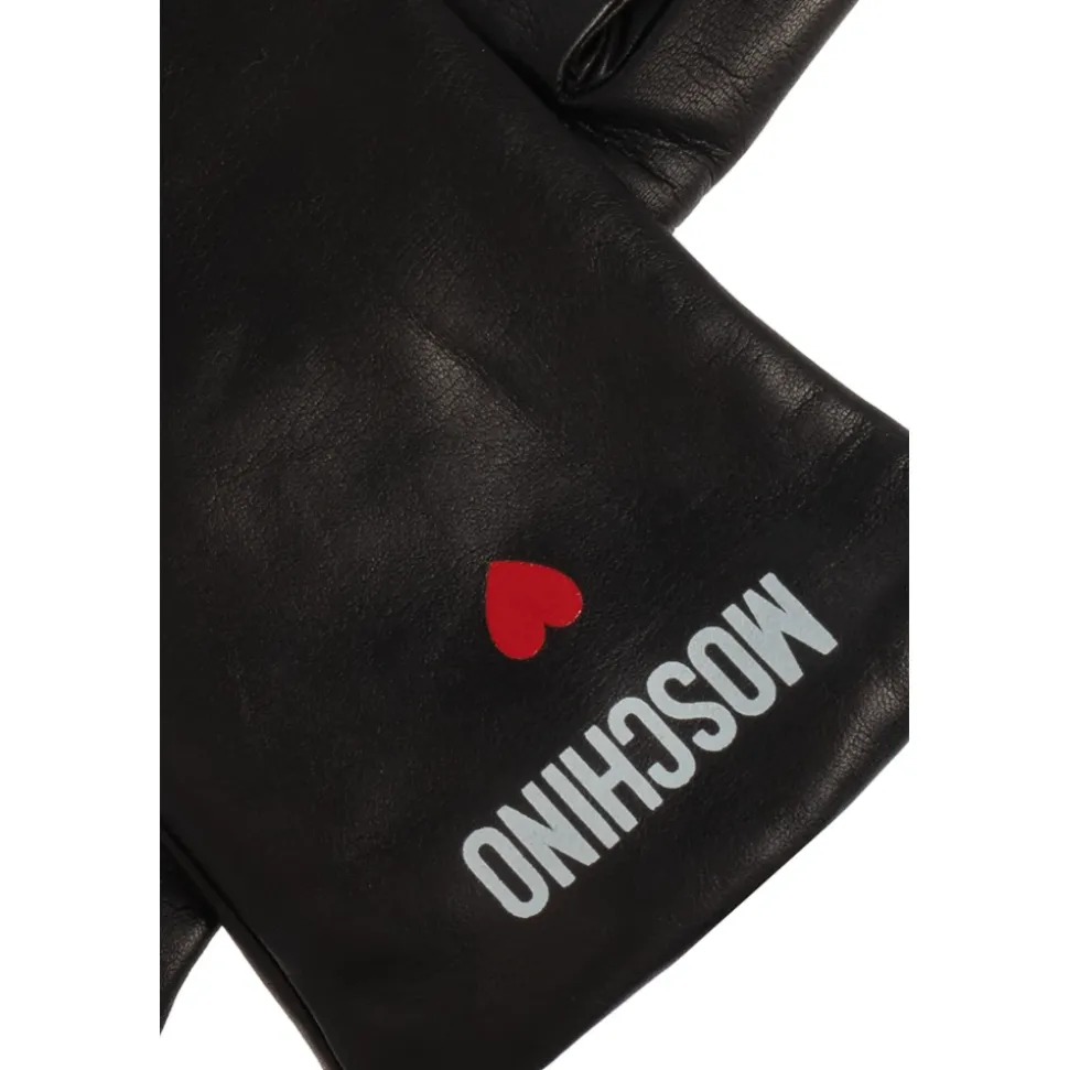 Guanti in pelle con logo stampato
