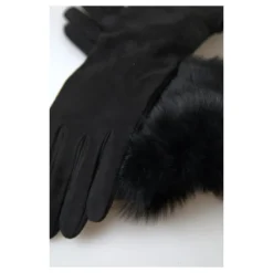 Guanti in Pelle con Pelliccia e Fodera in Cashmere