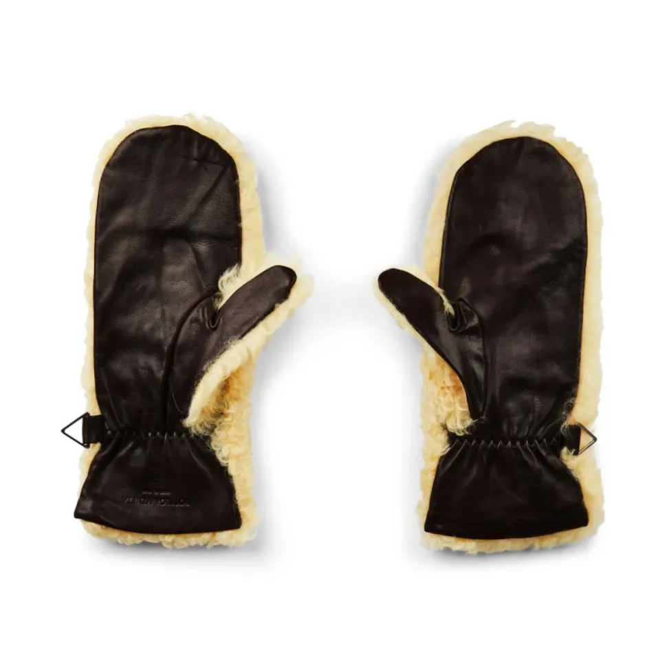 Guanti in Shearling e Pelle con Logo