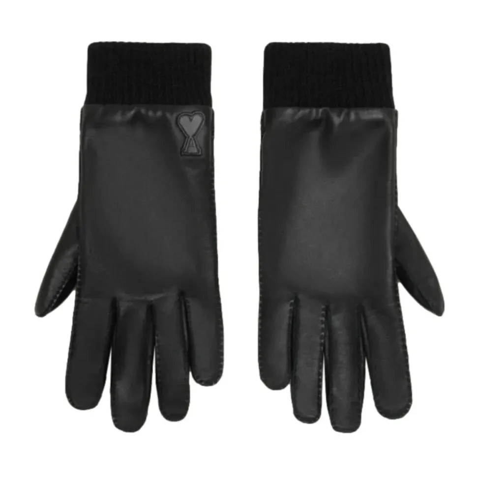 Guanti Neri Casual in Pelle di Pecora