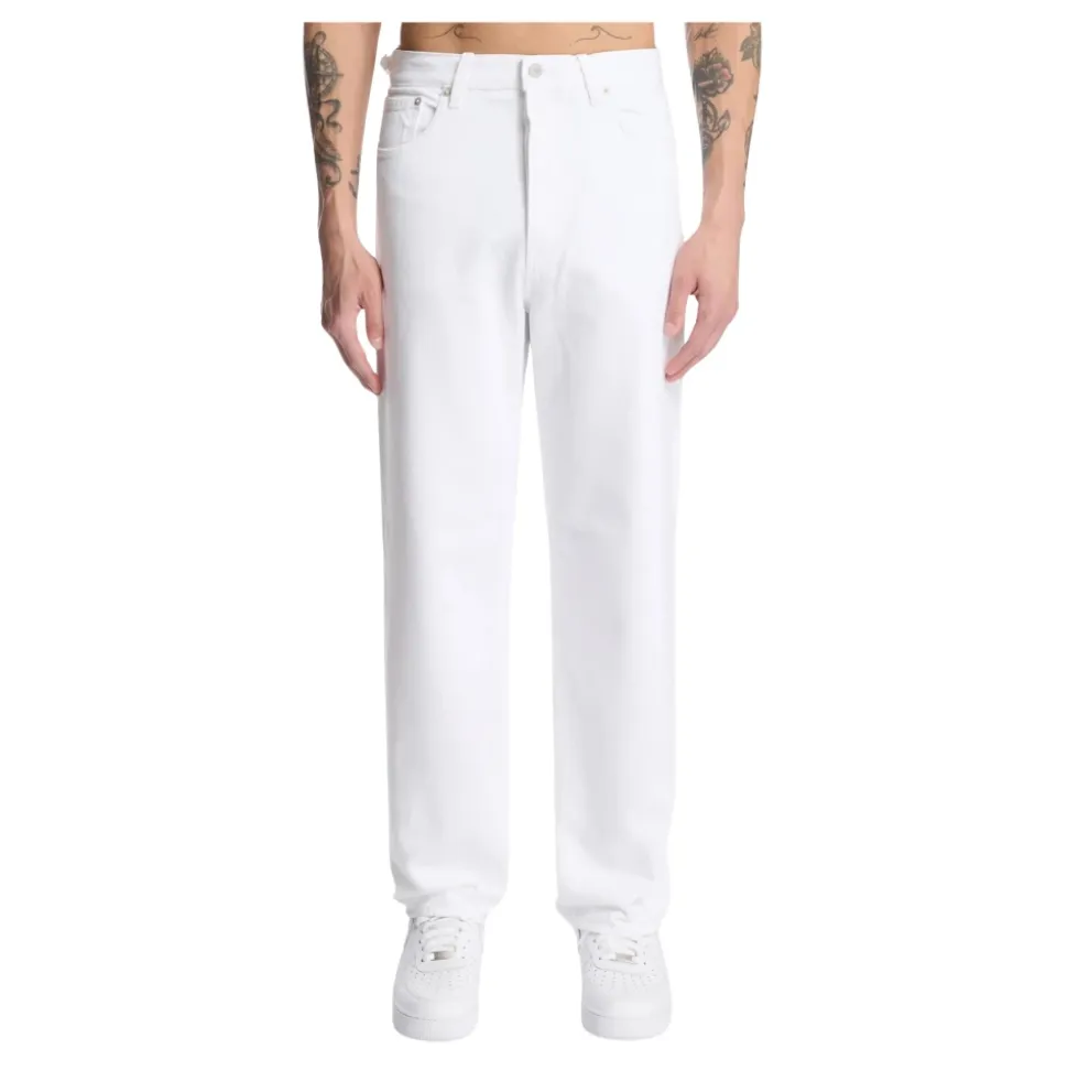 Jeans a gamba ampia dritta con cintura regolabile