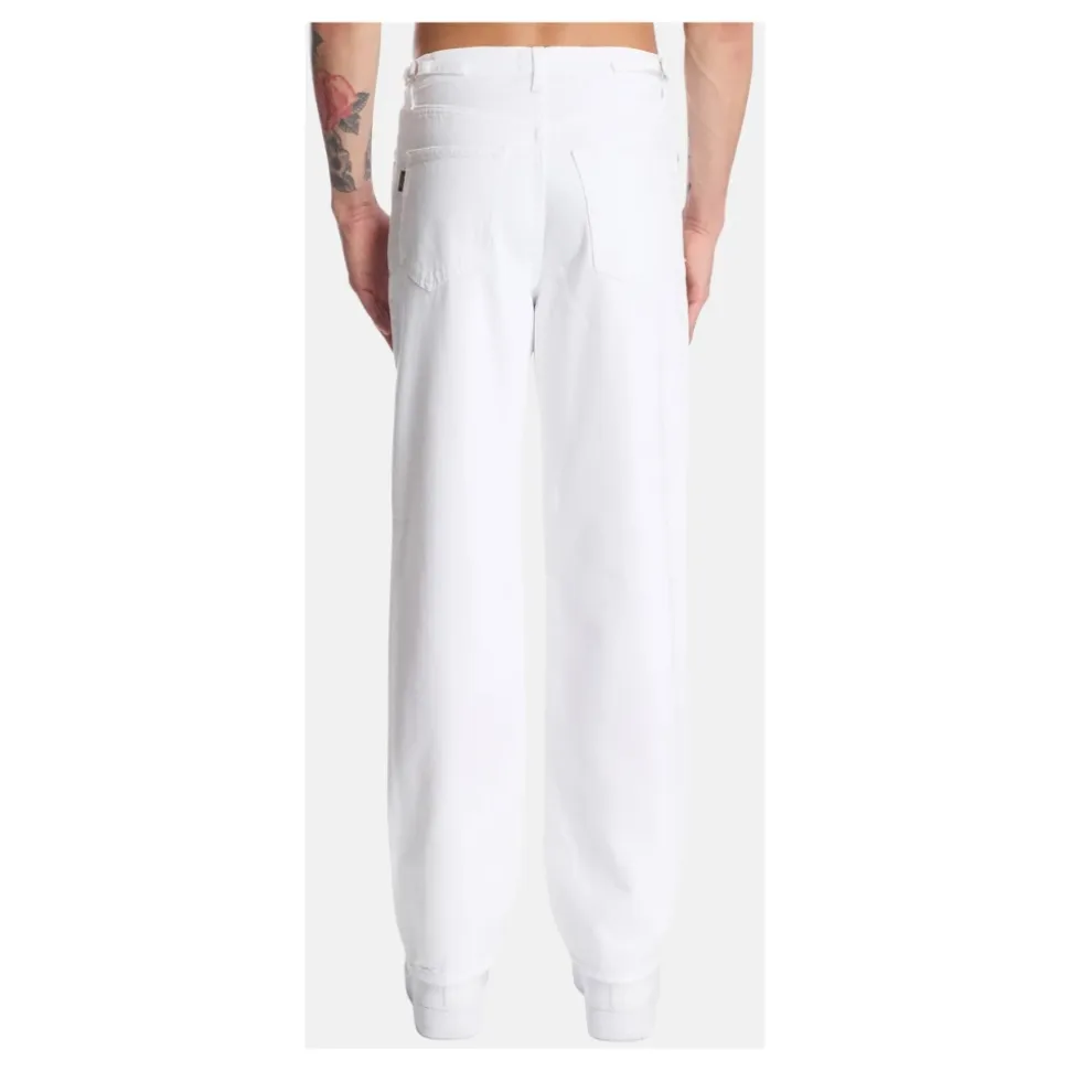Jeans a gamba ampia dritta con cintura regolabile