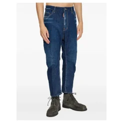 Jeans Blu Sfumati Con Patta A Bottoni