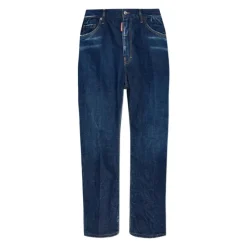 Jeans Blu Sfumati Con Patta A Bottoni
