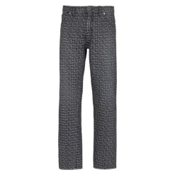 Jeans in denim jacquard con monogramma