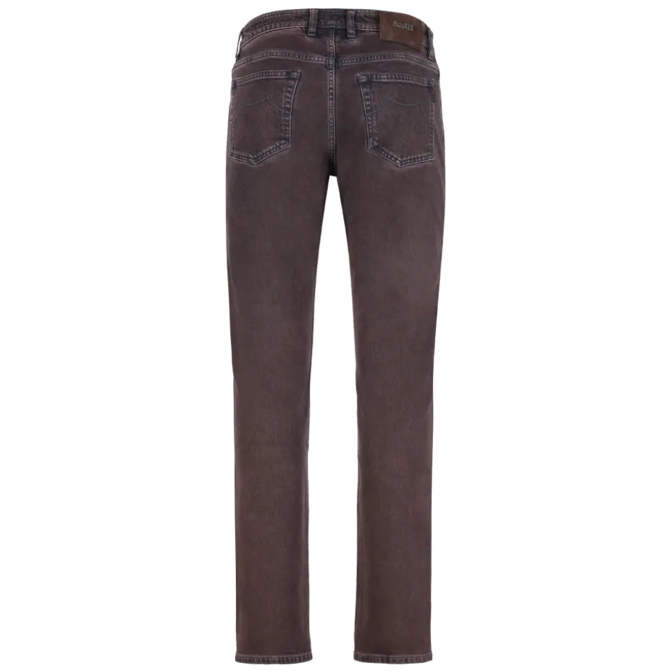 Jeans Regular Fit con logo in pelle