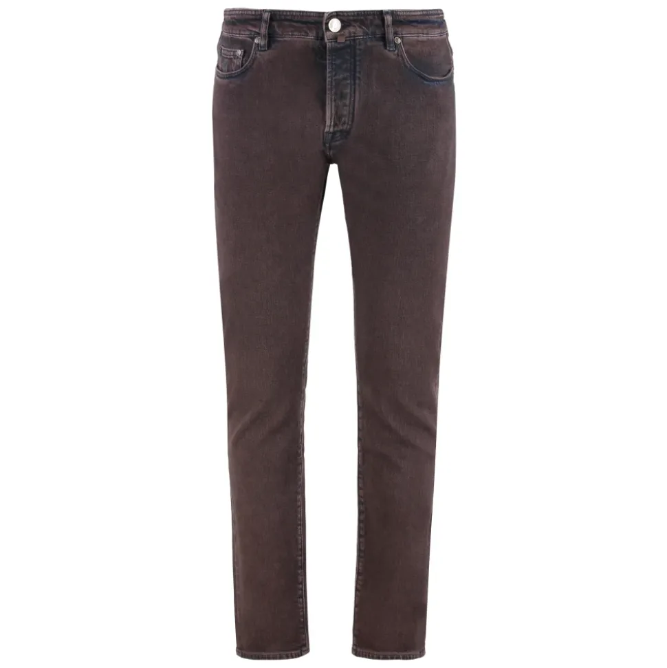 Jeans Regular Fit con logo in pelle