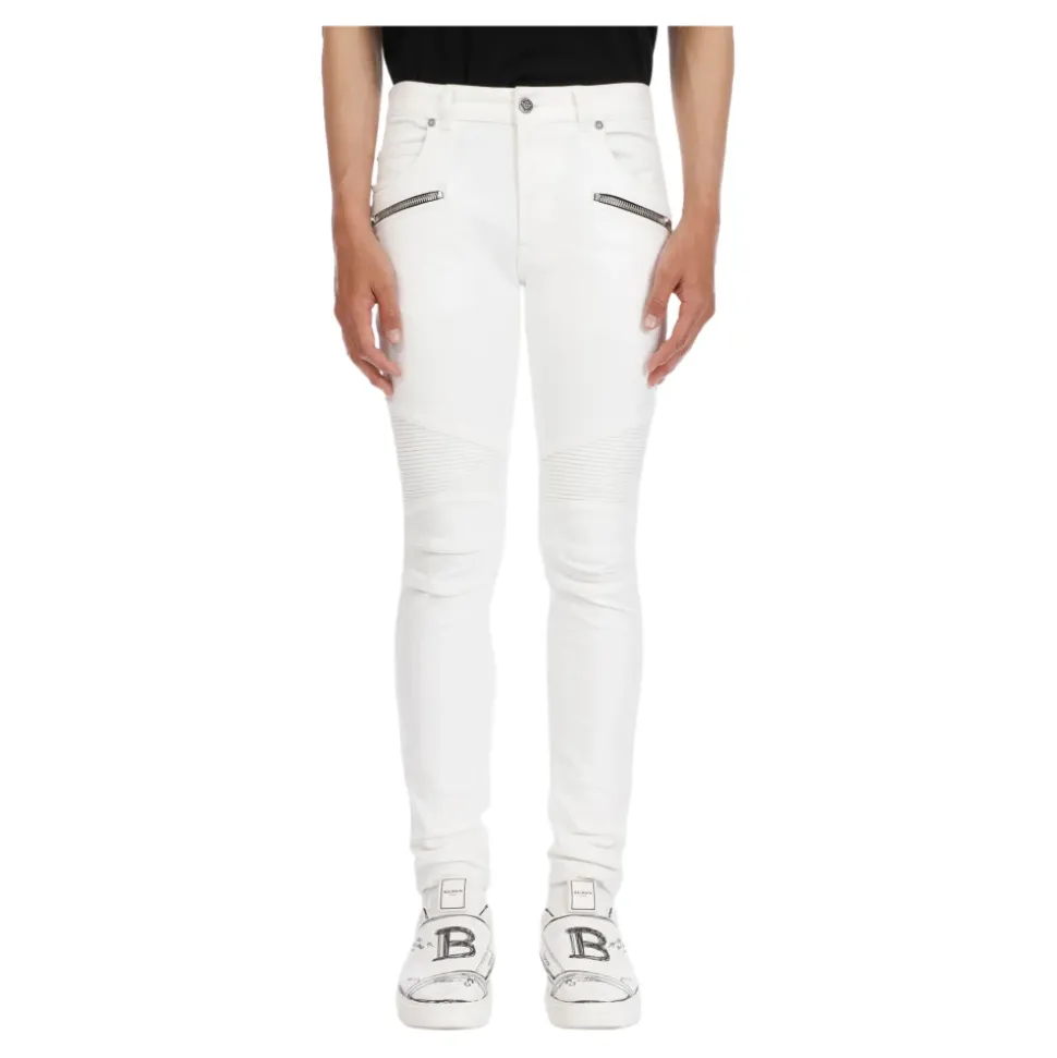 Jeans Slim-fit con Ginocchia a Coste
