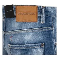 Jeans Uomo con Bottone e Patch in Pelle