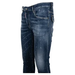 Jeans Uomo con Bottone e Patch in Pelle