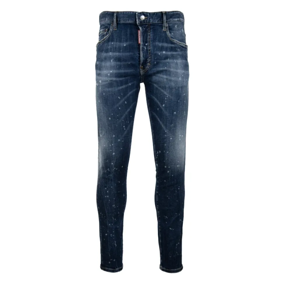 Jeans Uomo con Bottone e Patch in Pelle
