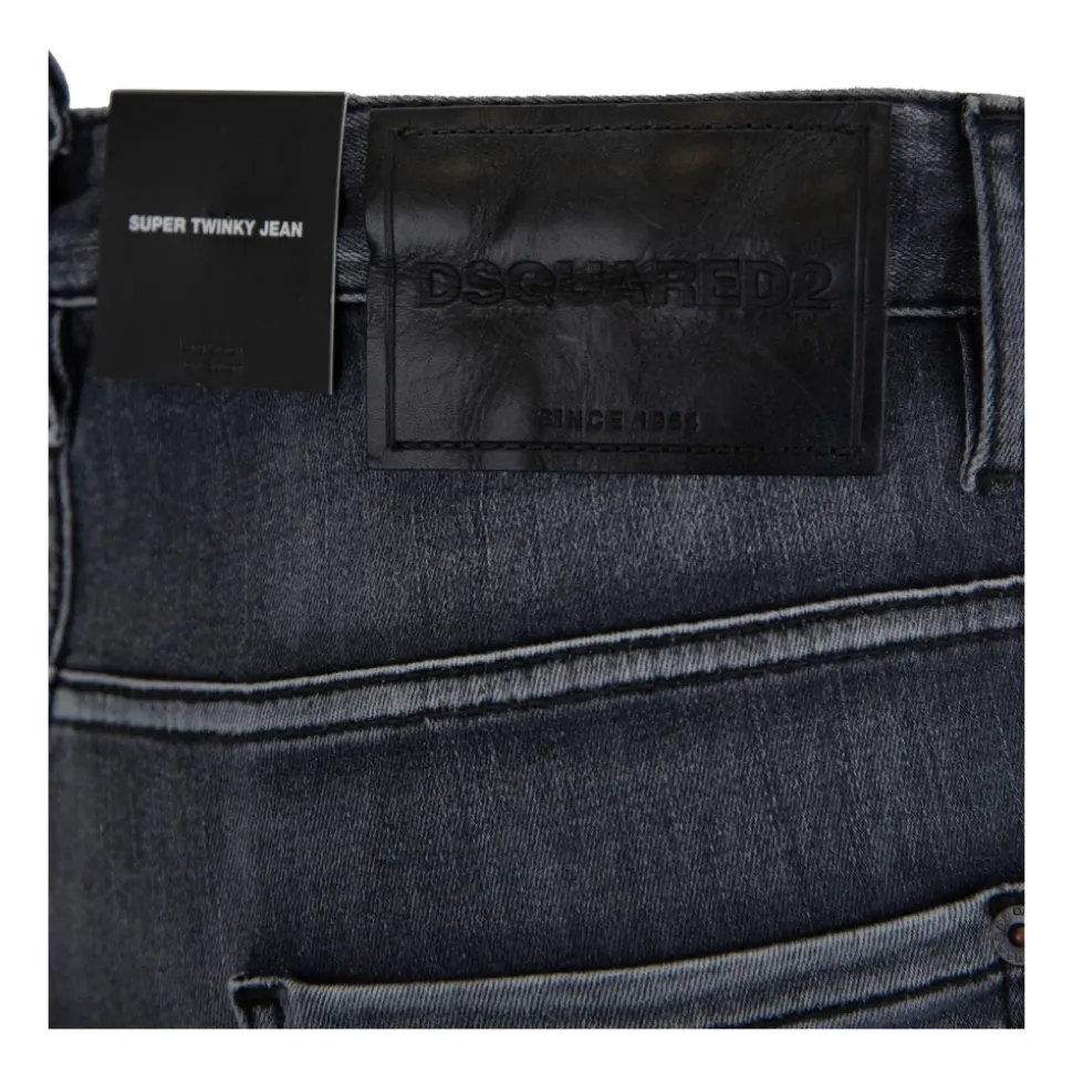 Jeans Uomo con Bottoni e Patch in Pelle