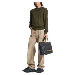 Jeans vestibilità ampia in denim Beige Wash