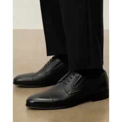 Kazar Scarpe stringate da uomo derby in pelle nera con puntale