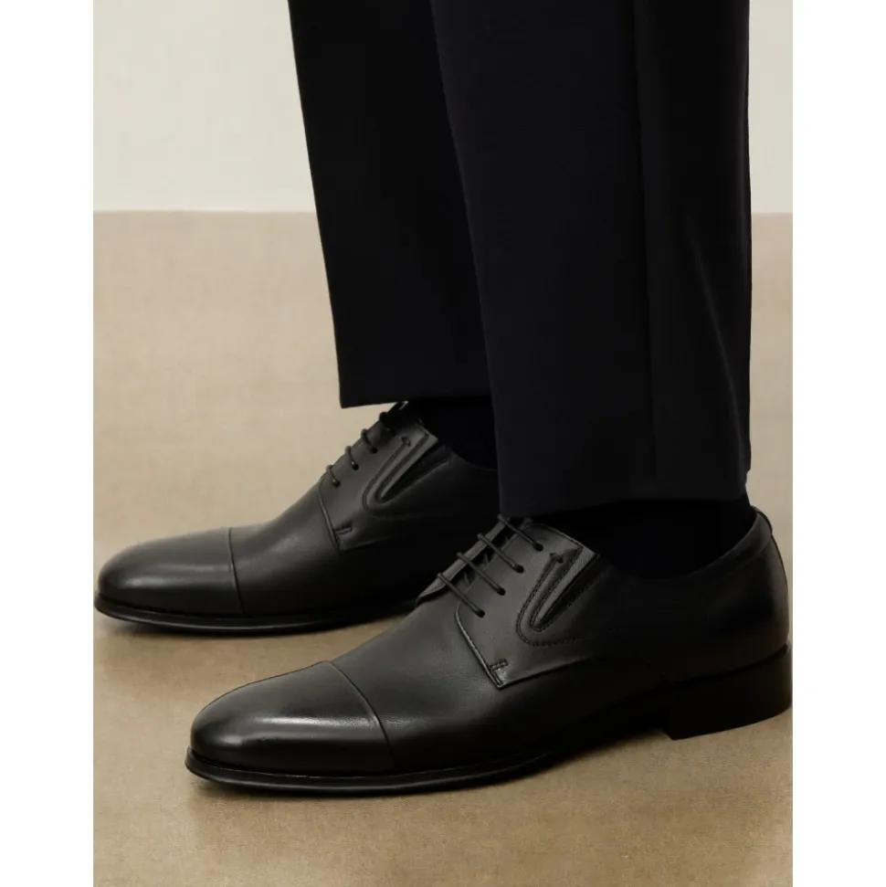 Kazar Scarpe stringate da uomo derby in pelle nera con puntale