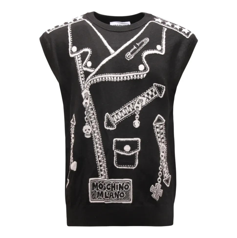 Maglia Senza Maniche in Lana Stile Couture