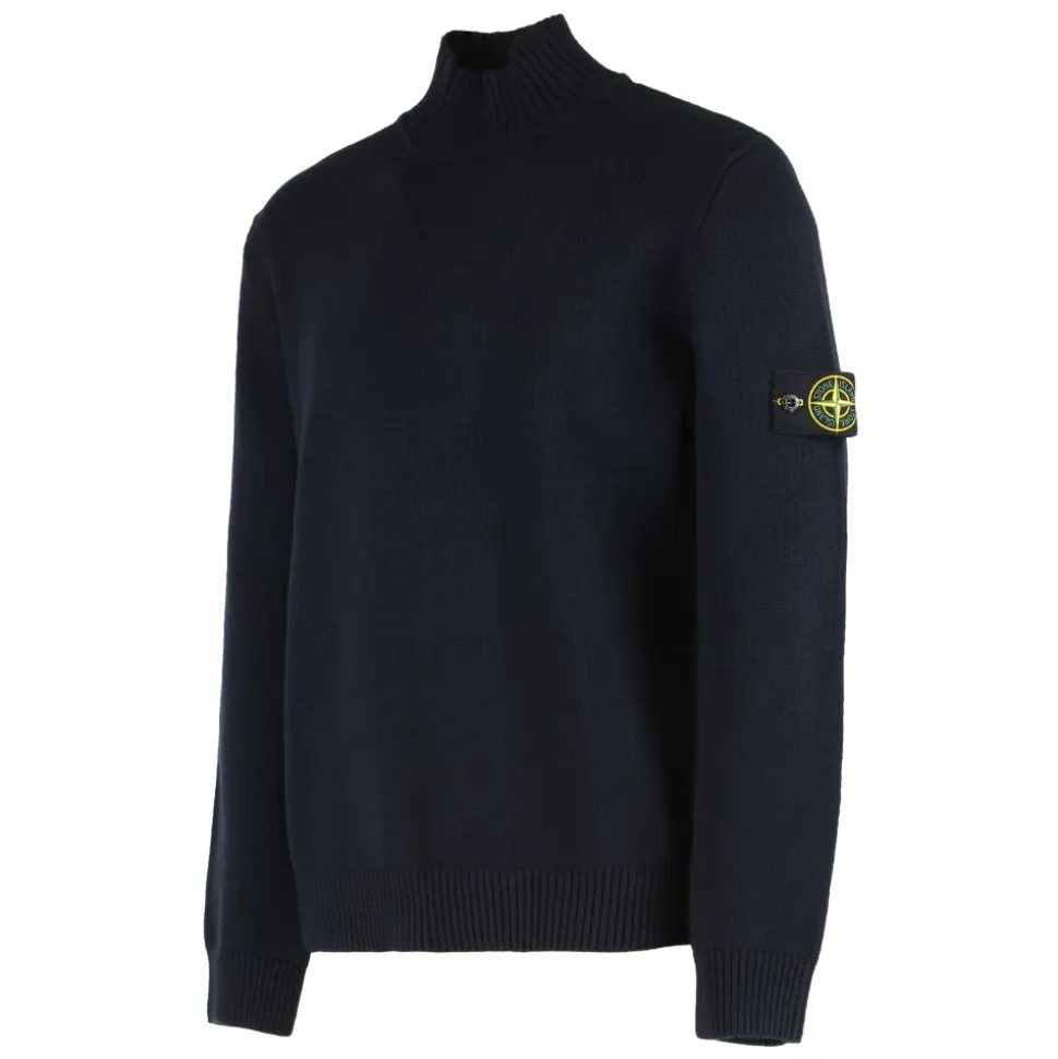 Maglione a Collo Alto con Rifiniture a Costine